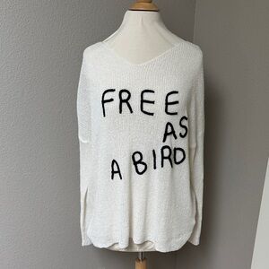 Free as a Bird lightweight long sleeve cream v neck slouchy sweater small med